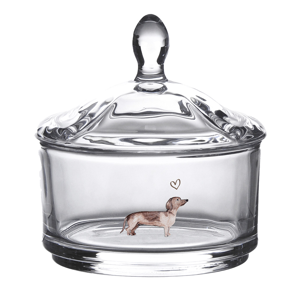 Clayre & Eef Glazen potje Ø 9x9 cm Glas Teckel afbeelding