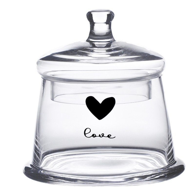 Clayre & Eef Storage Jar Lid Ø 12x13 cm Glass Round Heart Love