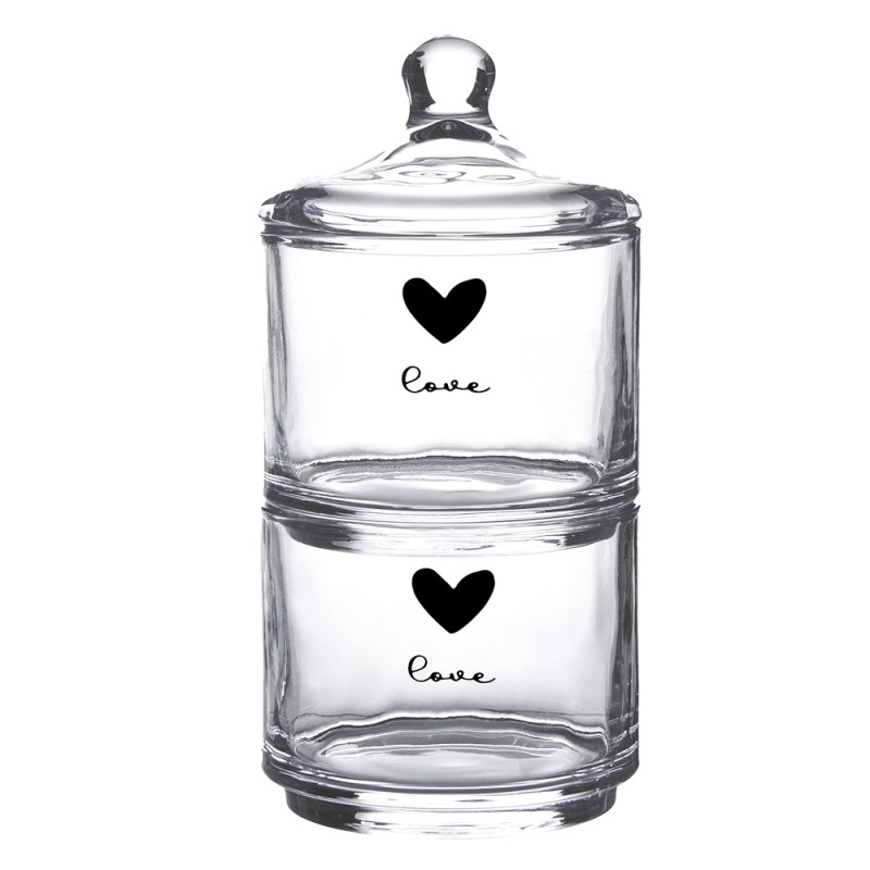 Clayre & Eef Storage Jar Lid Ø 10x21 cm Glass Round Heart Love