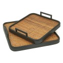 Clayre & Eef Decorative Serving Tray Set of 2 40 cm Brown Wood Iron