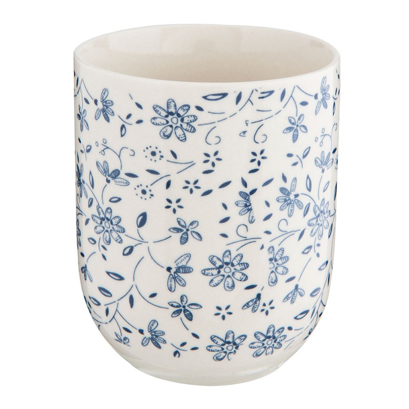 Clayre & Eef Mug 100 ml Bleu Porcelaine Rond Fleurs