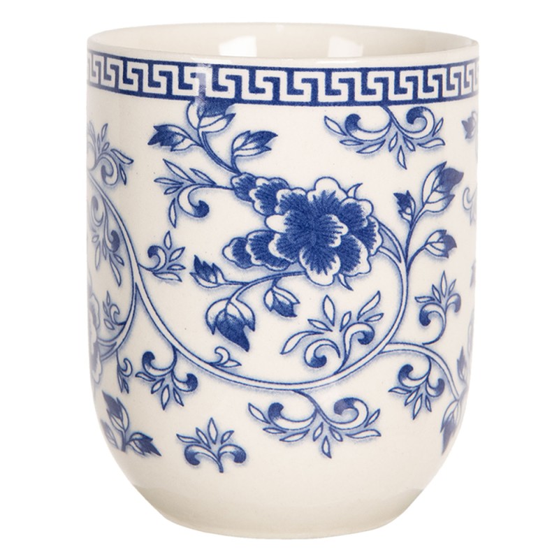 Clayre & Eef Mug 100 ml Beige Blue Porcelain Round