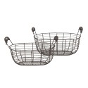 Clayre & Eef Storage Basket Set of 2 Brown Iron Round