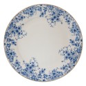 Clayre & Eef Piatto per la colazione Ø 21 cm Blu Porcellana Rotondo Fiori