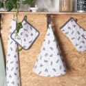 Clayre & Eef Torchon 50x70 cm Gris Blanc Coton Chats