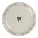 Clayre & Eef Breakfast Plate Ø 20 cm Beige Grey Ceramic Round Cats