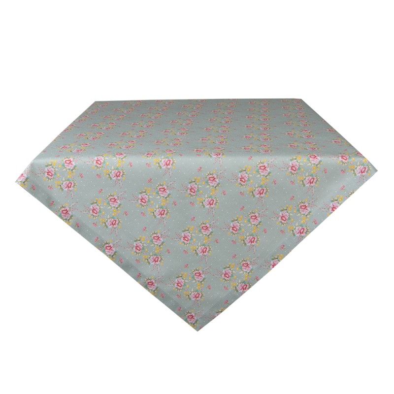 Clayre & Eef Tablecloth 130x180 cm Green Cotton Flowers