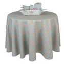 Clayre & Eef Tablecloth Ø 170 cm Green Cotton Round Flowers