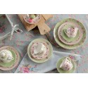 Clayre & Eef Cup and Saucer 200 ml Green Beige Porcelain Flowers