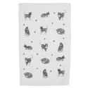 Clayre & Eef Serviette invité 40x66 cm Gris Blanc Coton Chats