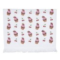 Clayre & Eef Serviette invité 40x66 cm Blanc Rose Coton Rectangle Cupcake