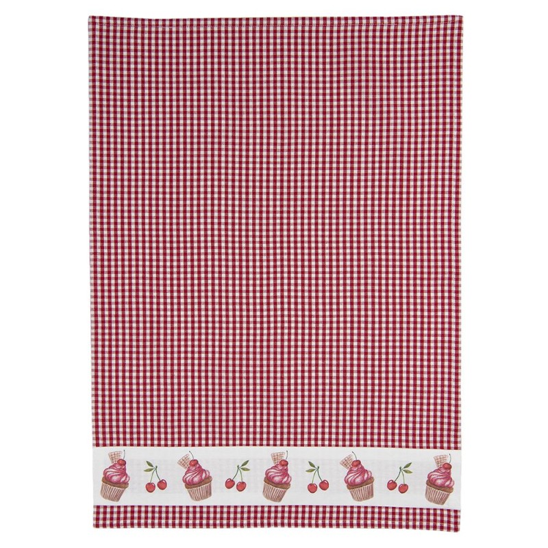 Clayre & Eef Asciugamani da cucina 50x70 cm Rosso Bianco  Cotone Cupcakes