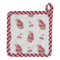 Clayre & Eef Manique de cuisine pour enfants 16x16 cm Rouge Rose Coton Cupcakes