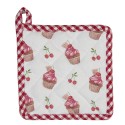 Clayre & Eef Kids' Pot Holder 16x16 cm Red Pink Cotton Cupcakes