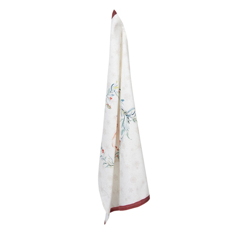 Clayre & Eef Tea Towel  50x70 cm White Red Cotton Deer