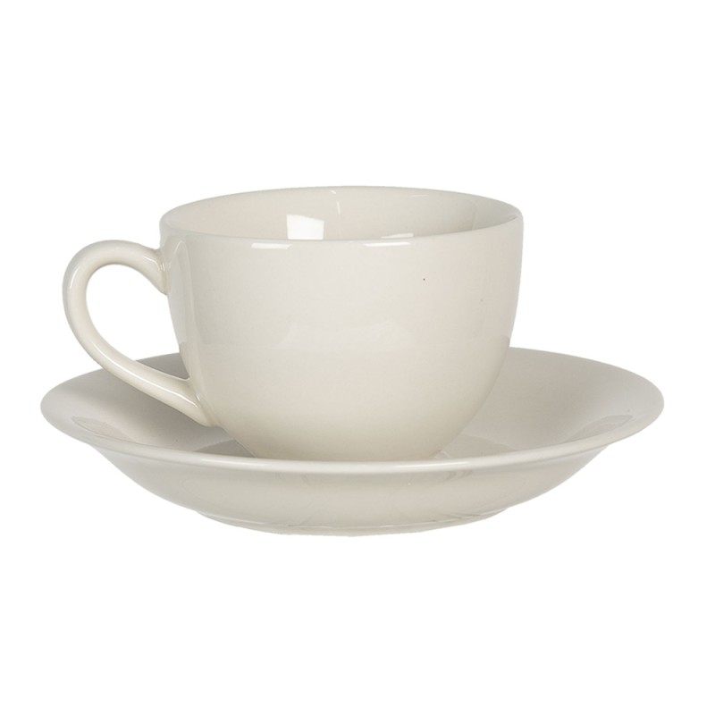 Clayre & Eef Cup and Saucer 200 ml White Ceramic Round Deer