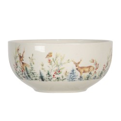 Clayre & Eef Soup Bowl Ø 14 cm White Ceramic Round Deer