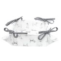 Clayre & Eef Bread Basket 35x35x8 cm White Grey Cotton Square Dachshund