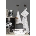 Clayre & Eef Bread Basket 35x35x8 cm White Grey Cotton Square Dachshund