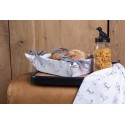 Clayre & Eef Bread Basket 35x35x8 cm White Grey Cotton Square Dachshund