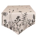 Clayre & Eef Table Runner 50x160 cm Beige Black Cotton Flowers