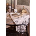 Clayre & Eef Chemin de table 50x160 cm Beige Noir Coton Fleurs