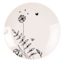 Clayre & Eef Breakfast Plate Ø 20 cm Beige Black Porcelain Round Flowers