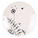 Clayre & Eef Assiette de petit déjeuner Ø 20 cm Beige Noir Porcelaine Rond Fleurs