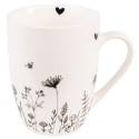 Clayre & Eef Mug 300 ml Beige Noir Porcelaine Fleurs