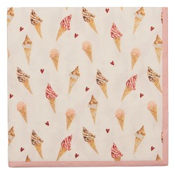 Clayre & Eef Servietten Papier 20er Set 33x33 cm (20) Beige Rosa Papier Eis