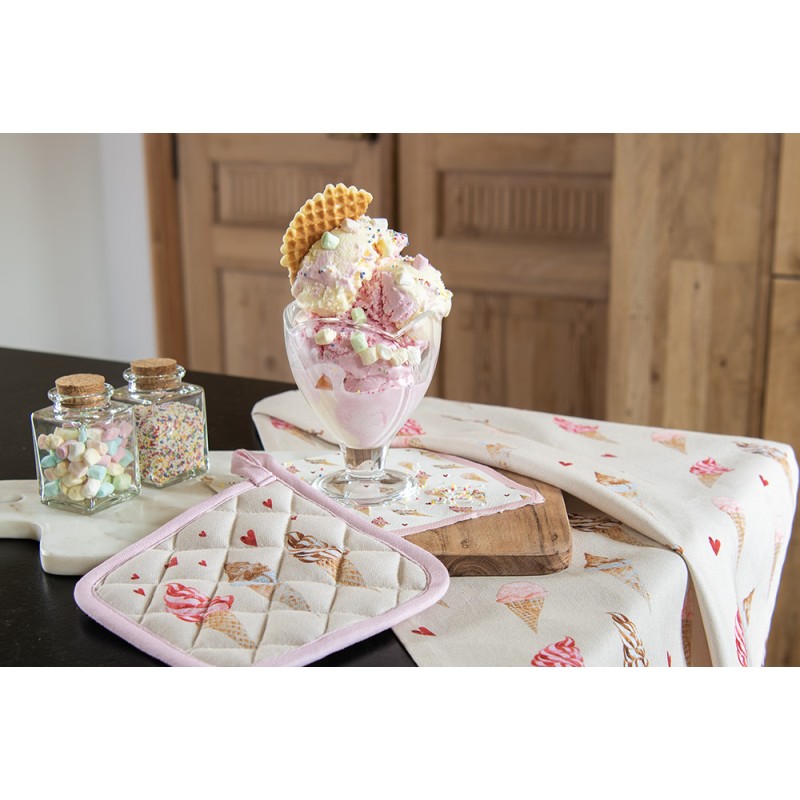 Clayre & Eef Napkins Paper Set of 20 33x33 cm (20) Beige Pink Paper Ice Cream