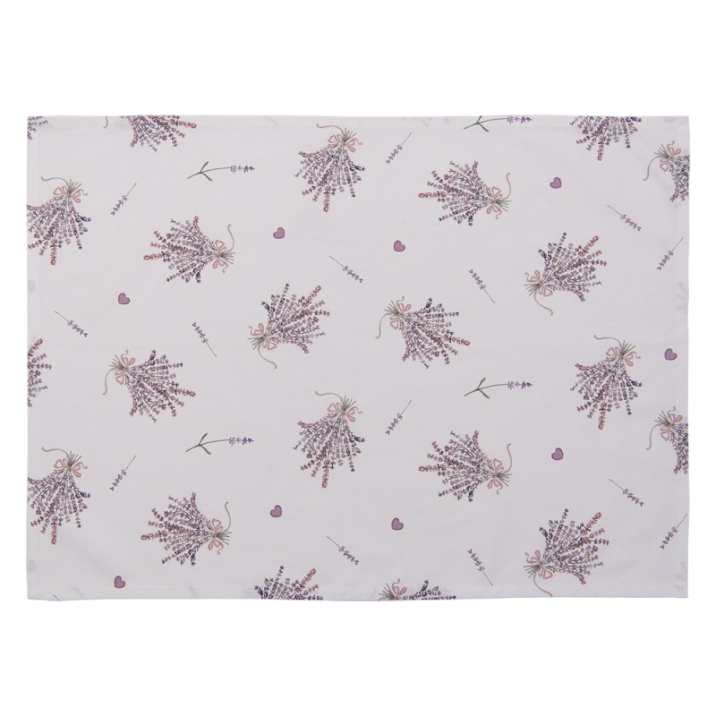 Clayre & Eef Torchon 50x70 cm Violet Blanc Coton Lavande