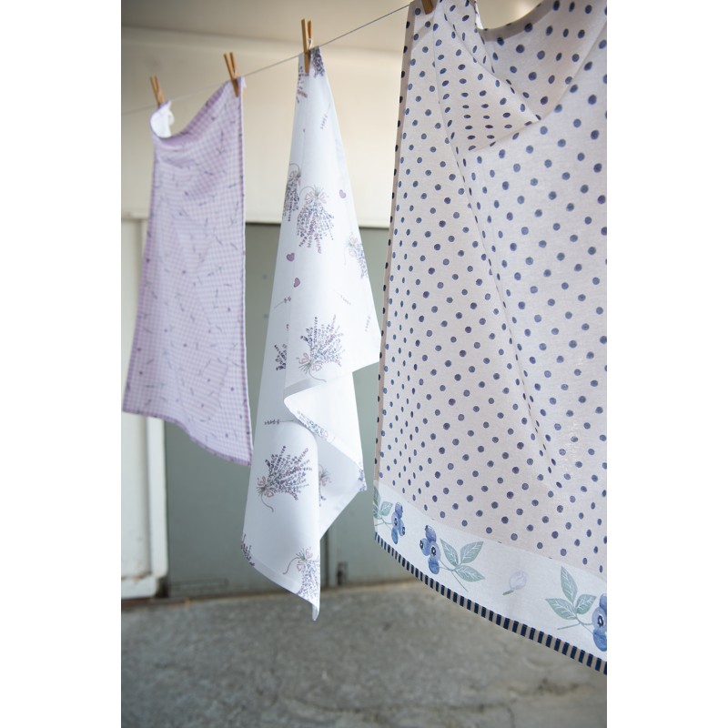 Clayre & Eef Tea Towel  50x70 cm Purple White Cotton Lavender