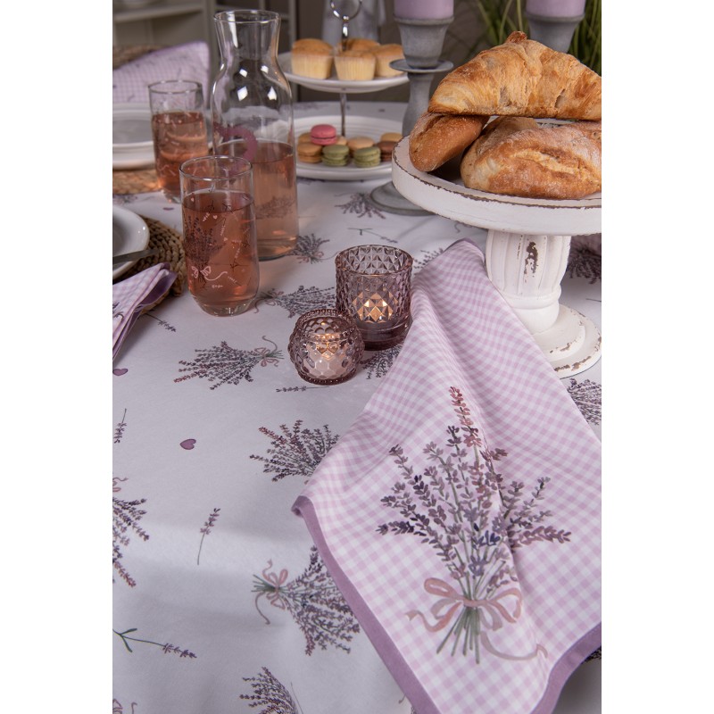 Clayre & Eef Napkins Cotton Set of 6 40x40 cm Purple White Cotton Square Lavender