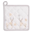 Clayre & Eef Manique 20x20 cm Blanc Beige Coton Carré Cerf