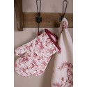 Clayre & Eef Ovenwant  18x30 cm Wit Roze Katoen Rendier