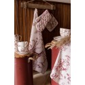 Clayre & Eef Oven Mitt 18x30 cm White Pink Cotton Reindeer