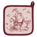 Clayre & Eef Pot Holder 20x20 cm White Pink Cotton Square Reindeer