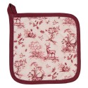 Clayre & Eef Pot Holder 20x20 cm White Pink Cotton Square Reindeer
