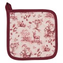 Clayre & Eef Pannenlap  20x20 cm Wit Roze Katoen Vierkant Rendier