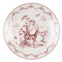 Clayre & Eef Breakfast Plate Ø 20 cm Beige Red Porcelain Reindeer and Trees