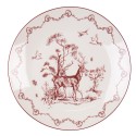 Clayre & Eef Assiette de petit déjeuner Ø 20 cm Beige Rouge Porcelaine Rennes et arbres