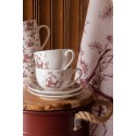 Clayre & Eef Tasse mit Untertasse 200 ml Beige Rot Porzellan Rentiere und Bäume