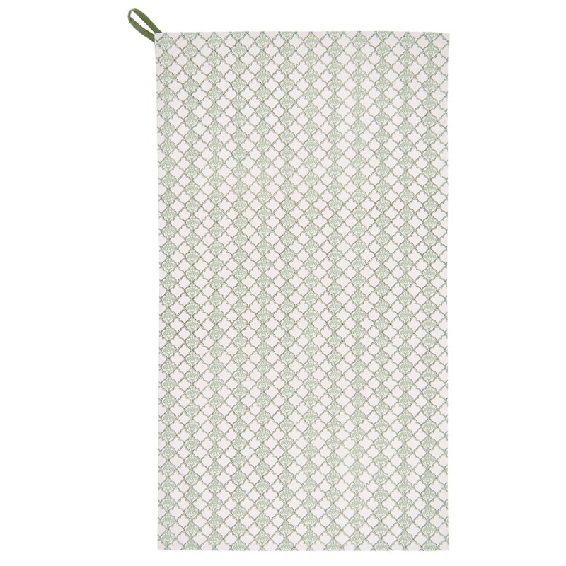 Clayre & Eef Asciugamani da cucina 50x85 cm Verde Beige Cotone Rombo