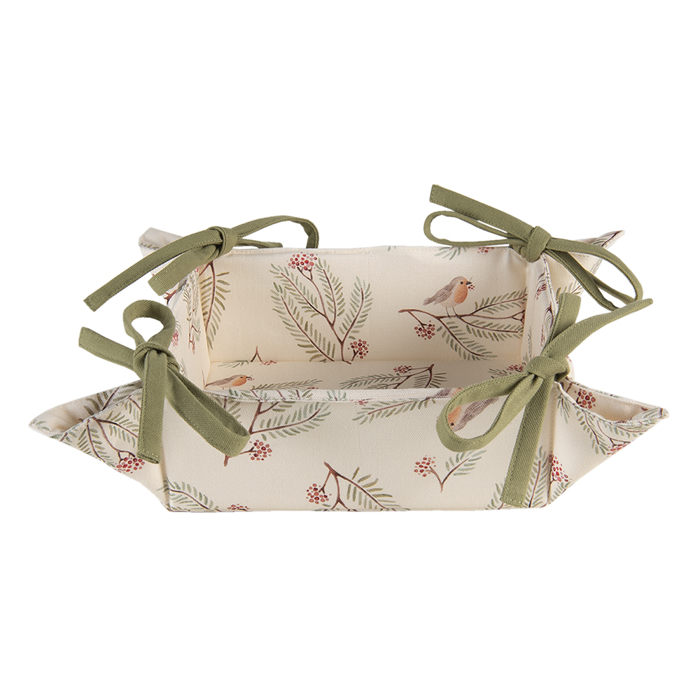 Clayre&Eef Broodmand 35x35x8 cm Beige Groen Katoen Dennentak