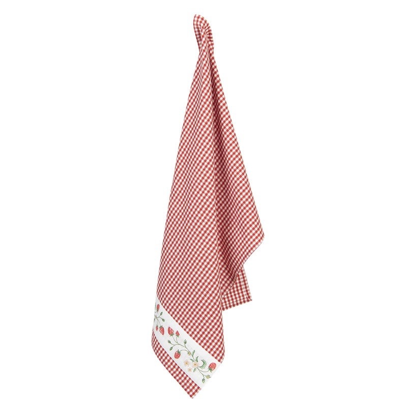 Clayre & Eef Tea Towel  50x70 cm White Red Cotton Strawberries