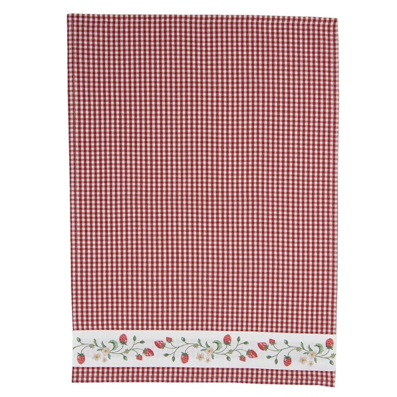 Clayre & Eef Torchon 50x70 cm Blanc Rouge Coton Fraises