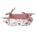 Clayre & Eef Bread Basket 35x35 cm White Red Cotton Strawberries