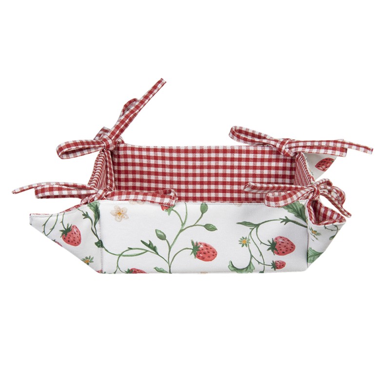 Clayre & Eef Bread Basket 35x35 cm White Red Cotton Strawberries