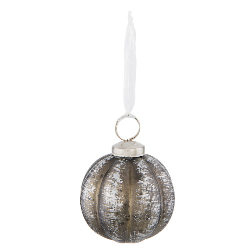 Clayre & Eef Christmas Bauble Ø 7 cm Silver colored Glass Round